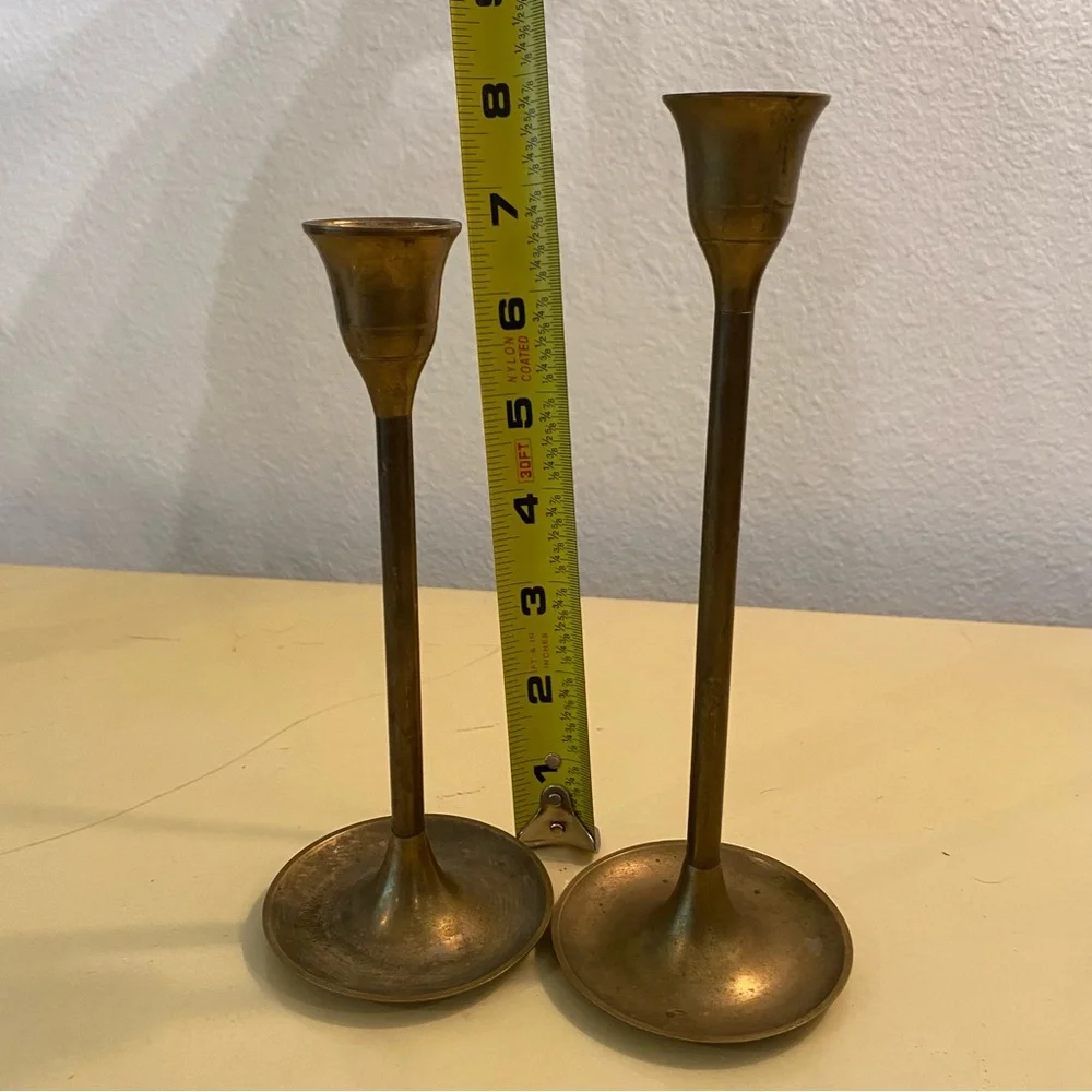 Brass Candlestick Holders.  7” & 8”.‎  Vintage.